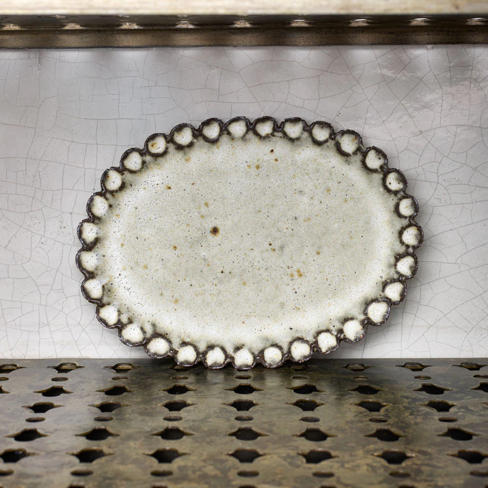 Plat en grès Oval - Blanc
