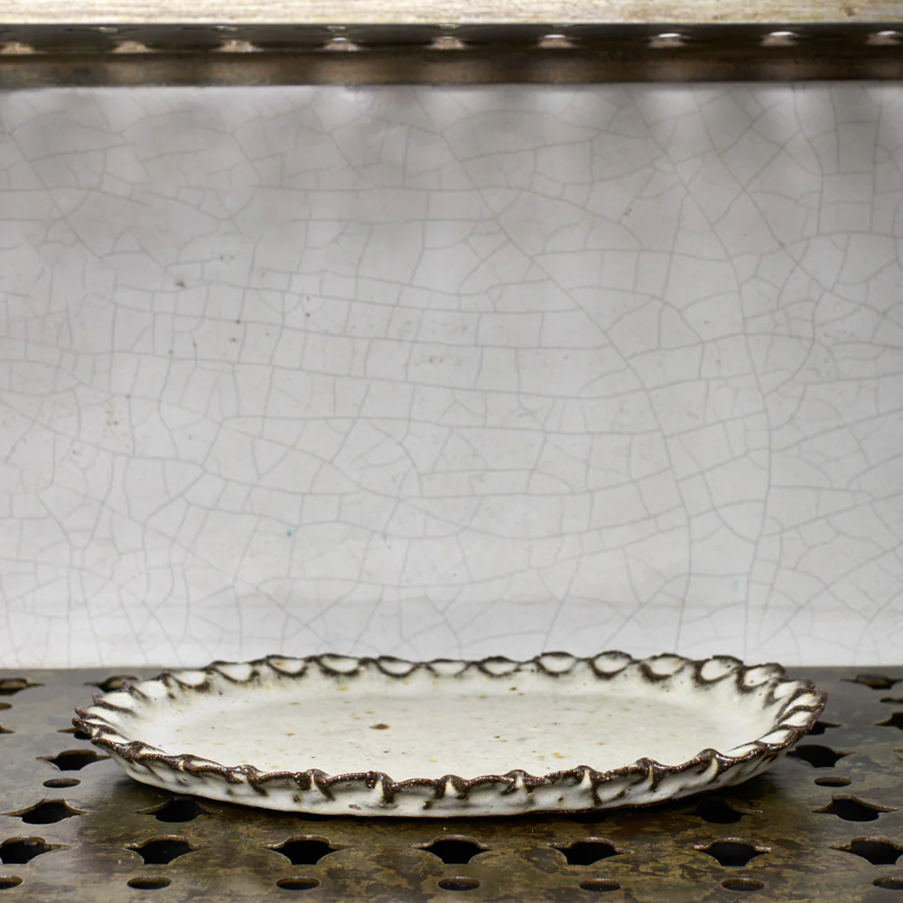 Plat en grès Oval - Blanc - Image 2