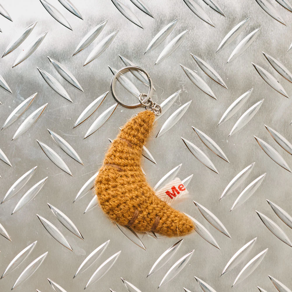 Porte clé Merci en tricot - Croissant