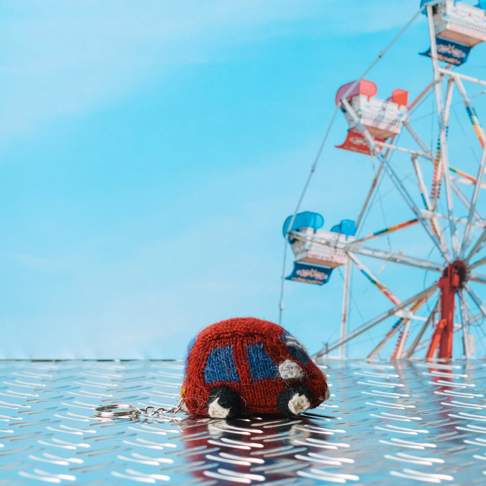 Porte clé Merci en tricot - Fiat 500