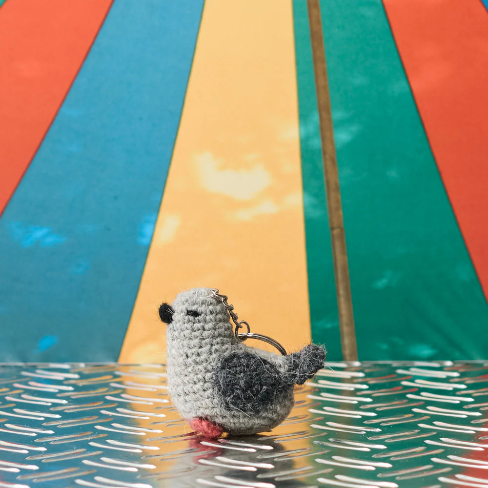 Porte clé Merci en tricot - Pigeon