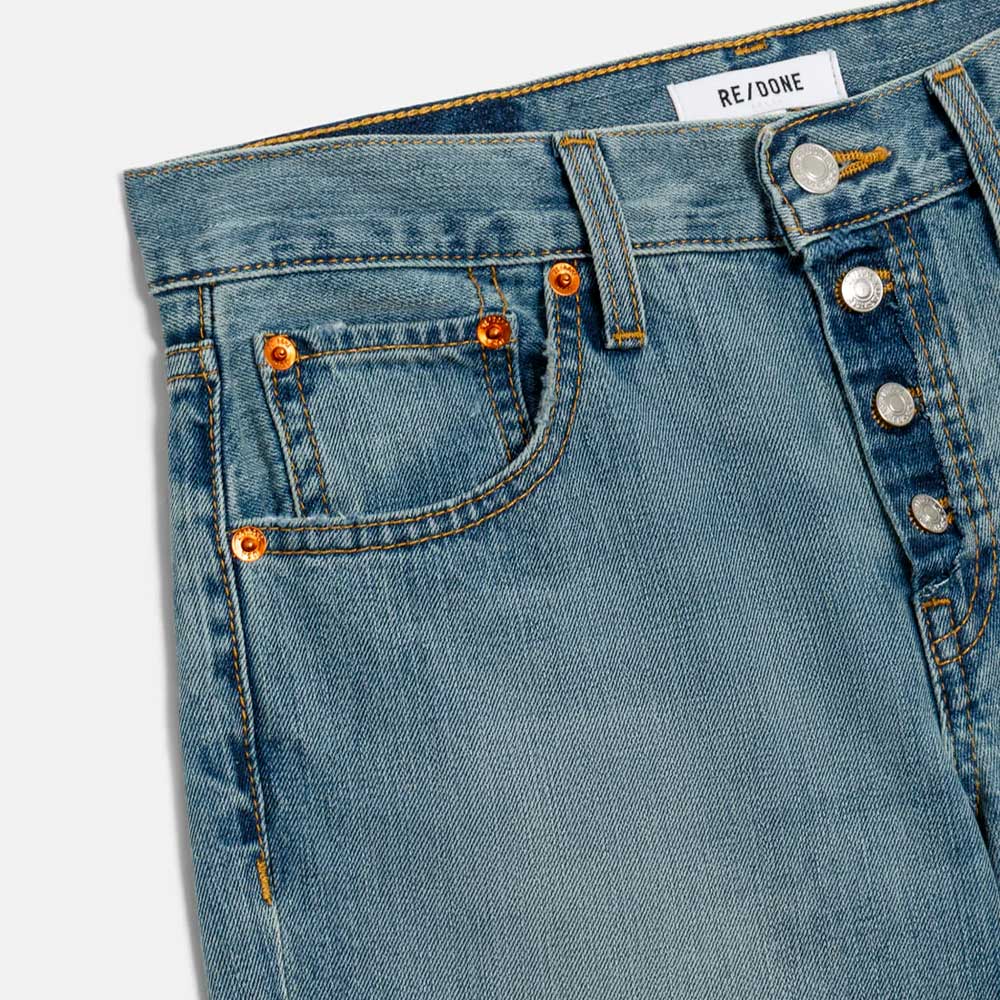 RE/DONE - Jeans Mid Rise Wide Leg - Authentica Indigo - Image 4