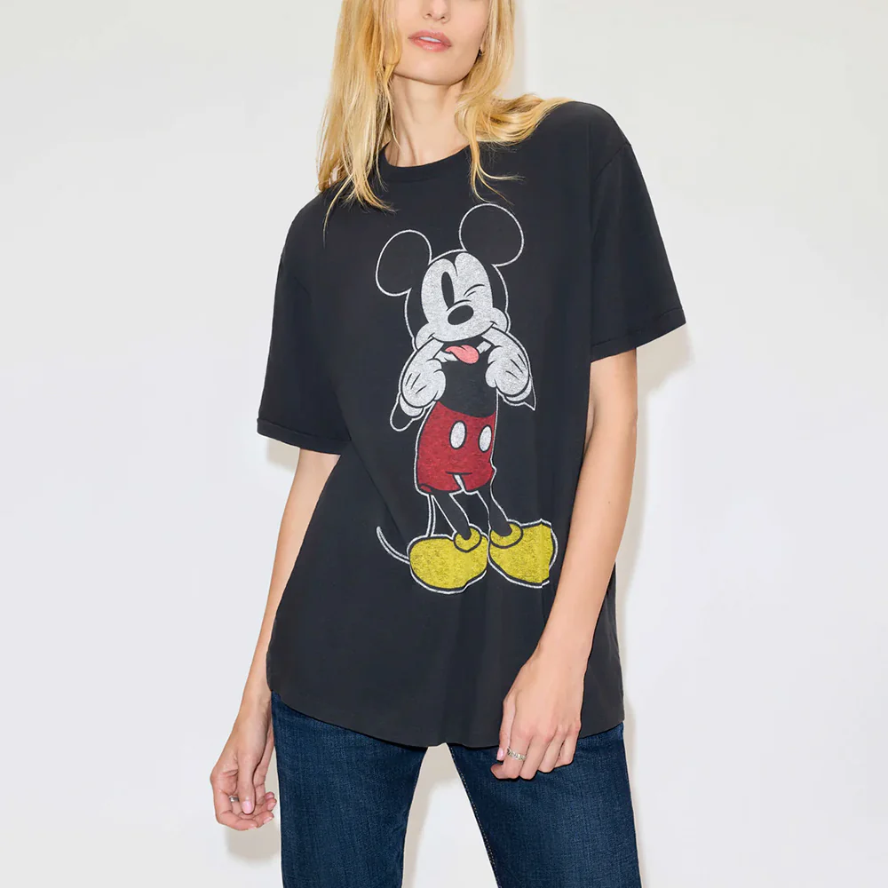 RE/DONE -T-Shirt Boyfriend Silly Mickey Mouse -Noir - Image 2