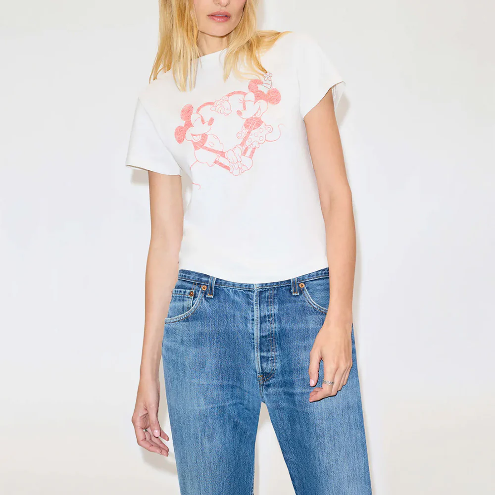 RE/DONE -T-Shirt Disney Heart Hands -Vintage White - Image 2
