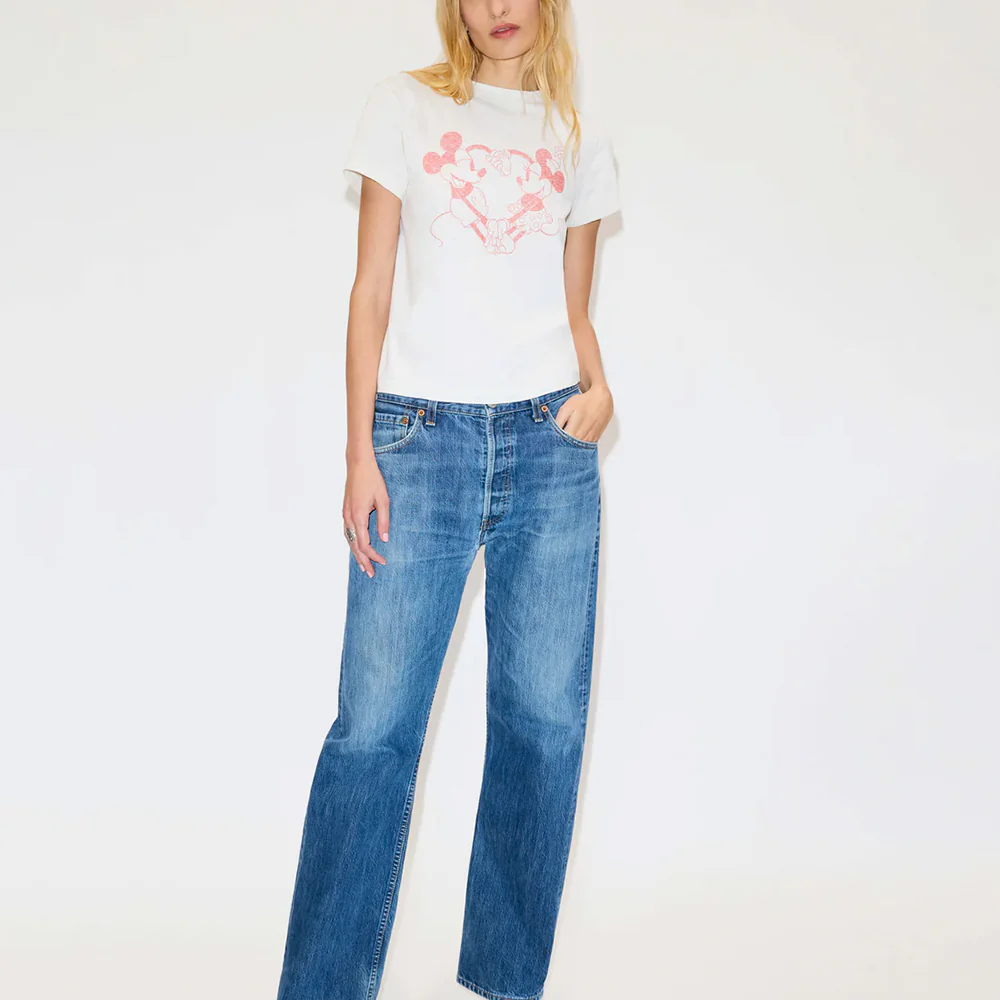 RE/DONE -T-Shirt Disney Heart Hands -Vintage White - Image 3