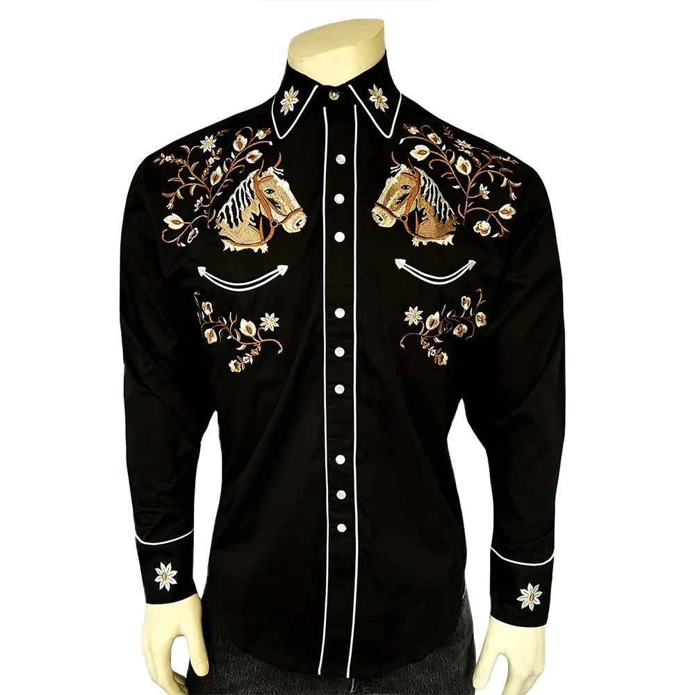 Rockmount - Chemise Horsehead Floral Western - Noir