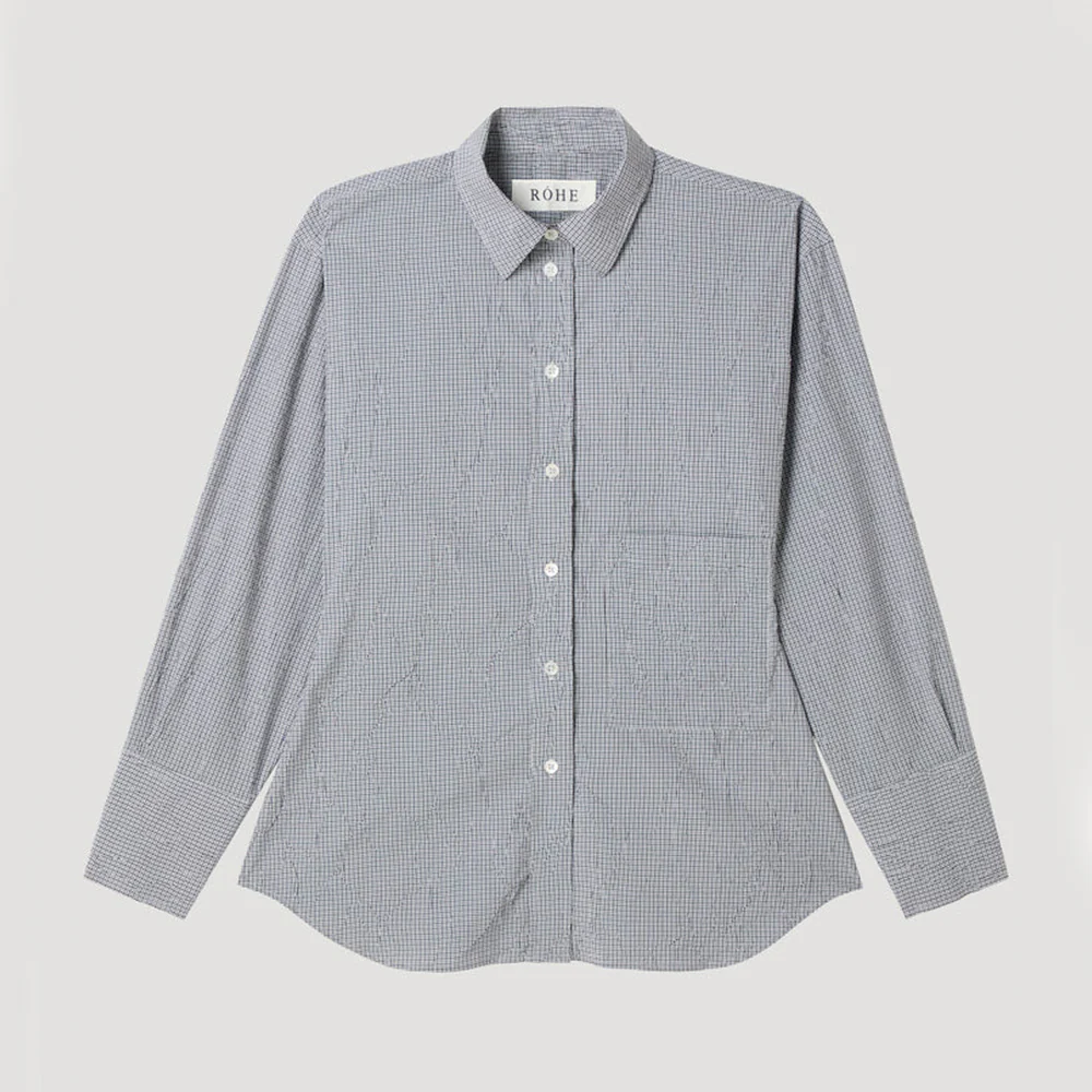 Rohe - Chemise Carreaux Froissés - Gris