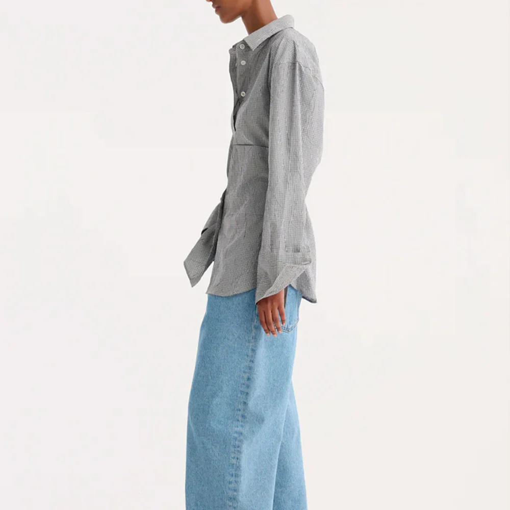 Rohe - Chemise Carreaux Froissés - Gris - Image 5