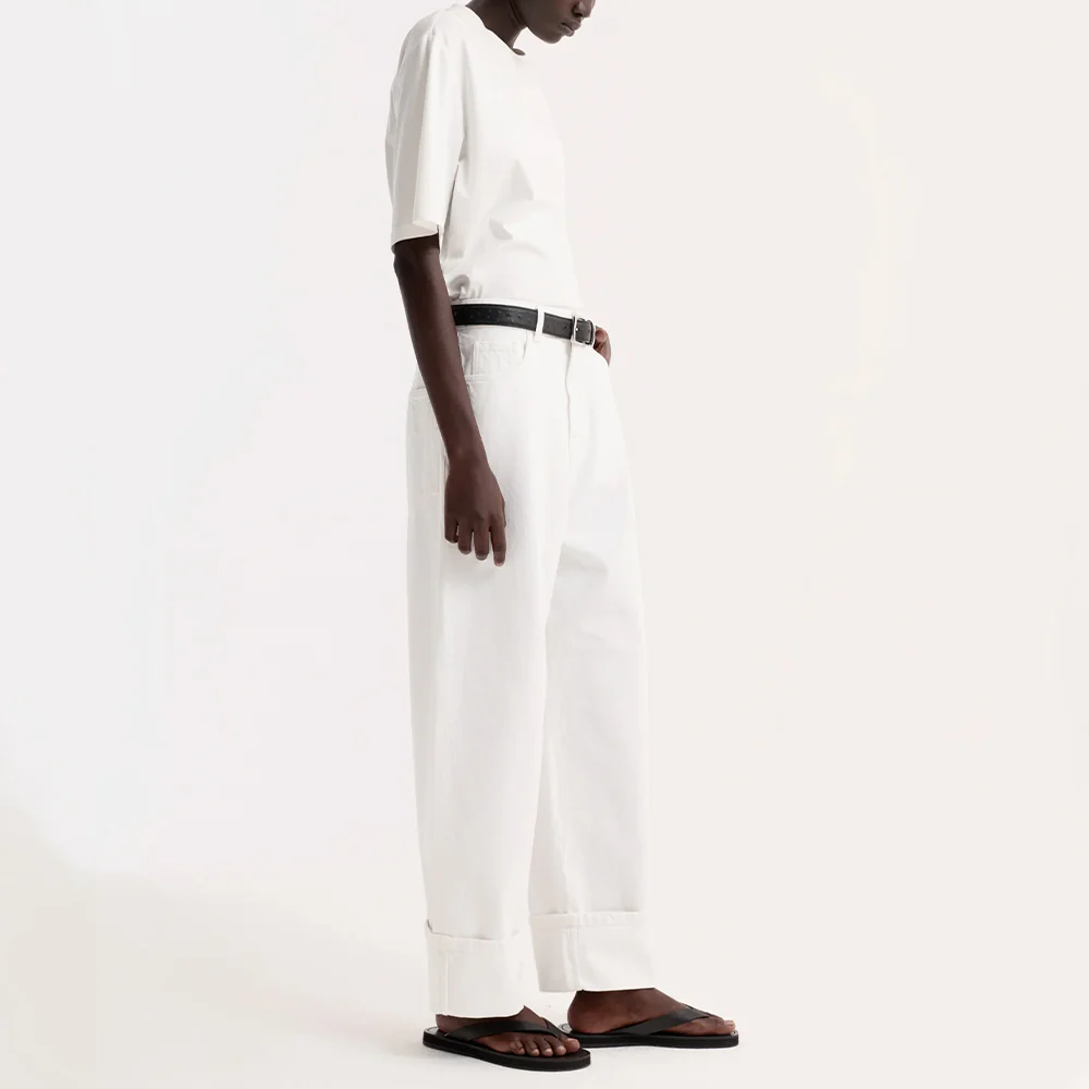 Rohe - Jeans Baggy Fit Turnup - Blanc Optique - Image 3