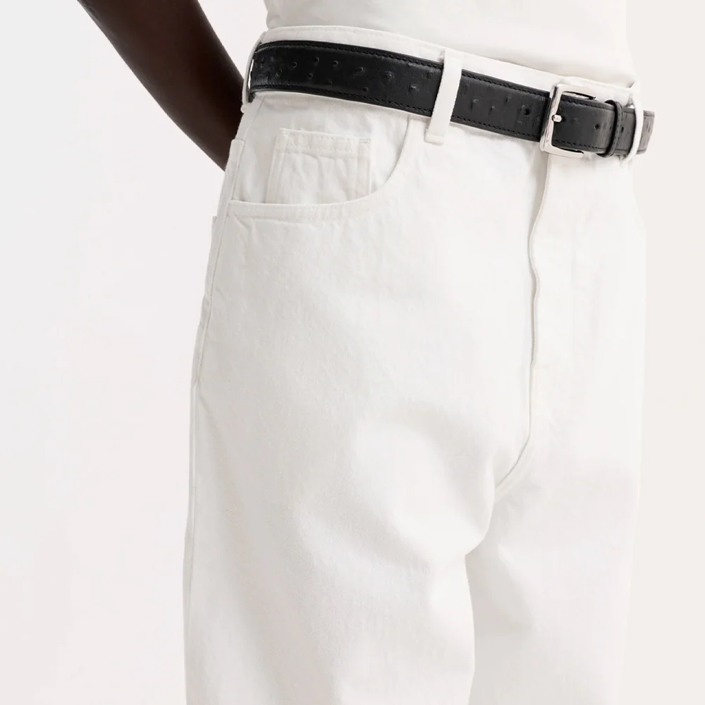 Rohe - Jeans Baggy Fit Turnup - Blanc Optique - Image 5