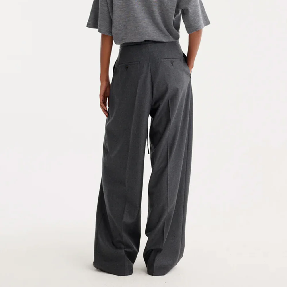 Rohe - Pantalon Décontracté Laine - Gris Foncé - Image 2