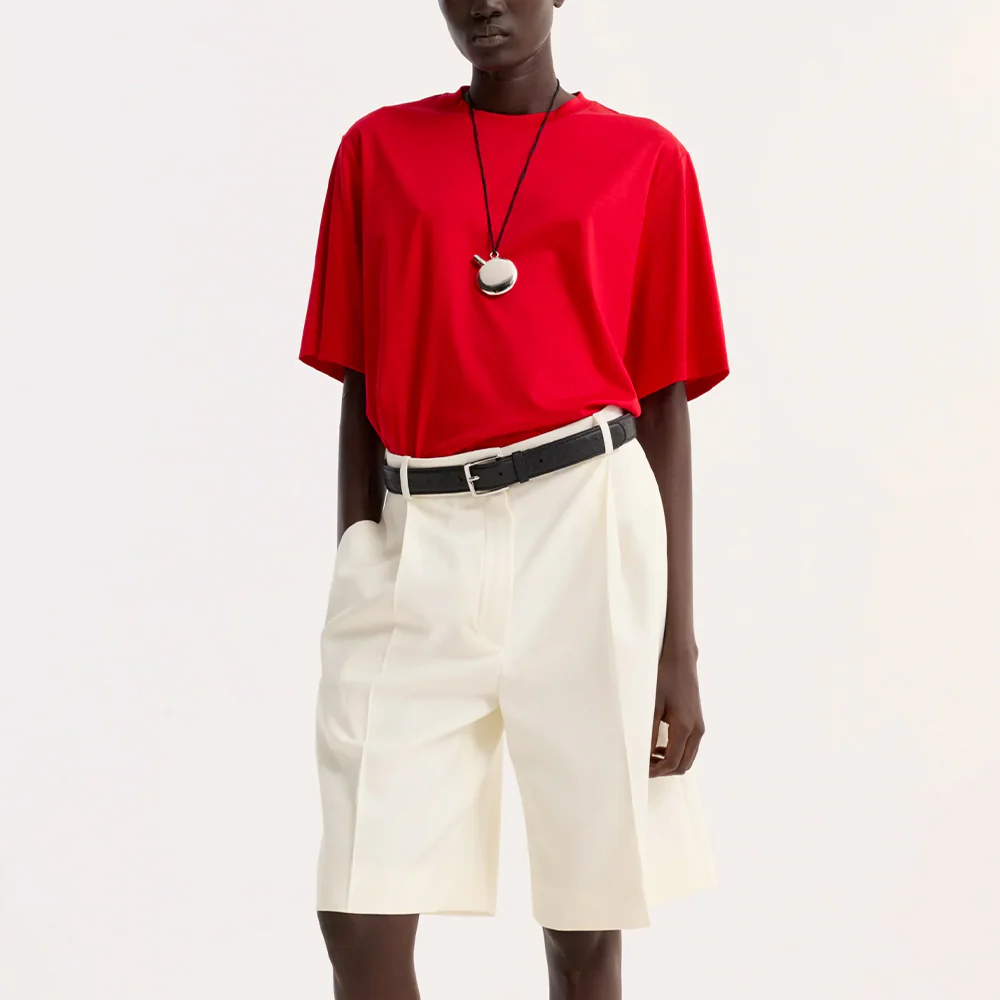 Rohe - T-shirt Oversize en coton et soie - Rouge - Image 2