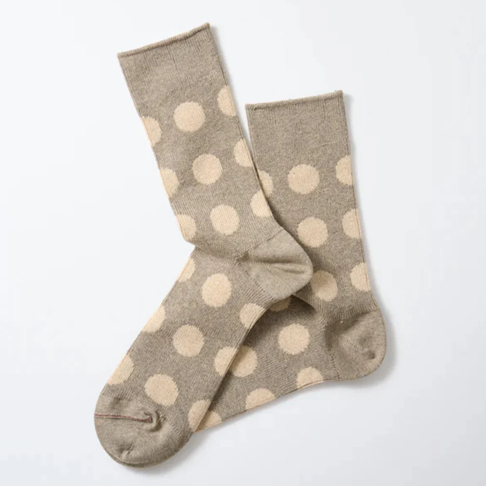Rototo - Chaussettes Ă pois - Beige/Gris