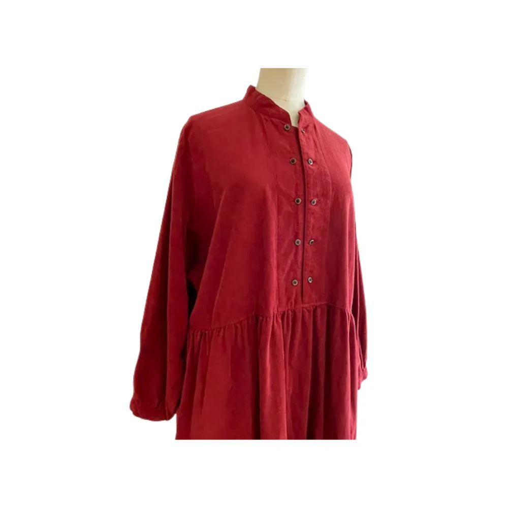 Sarahwear - Robe Farmers en velours côtelé – Rouge - Image 3