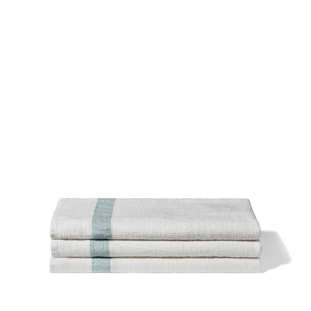 Serviette de bain en lin - Nid d'abeille - Bande Gris Vésuve - Image 3