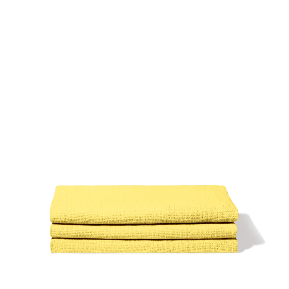 Serviette de bain en lin - Nid d'abeille - Jaune Citronnade - Image 2