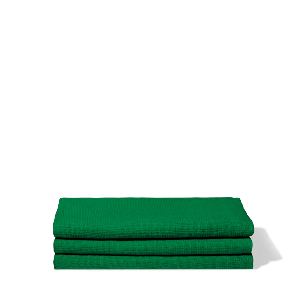 Serviette de bain en lin - Nid d'abeille - Vert Potager - Image 2
