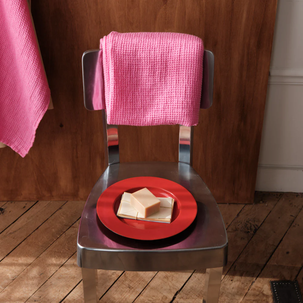 Serviette de bain en lin - Waffle - Rose Garance - Image 2