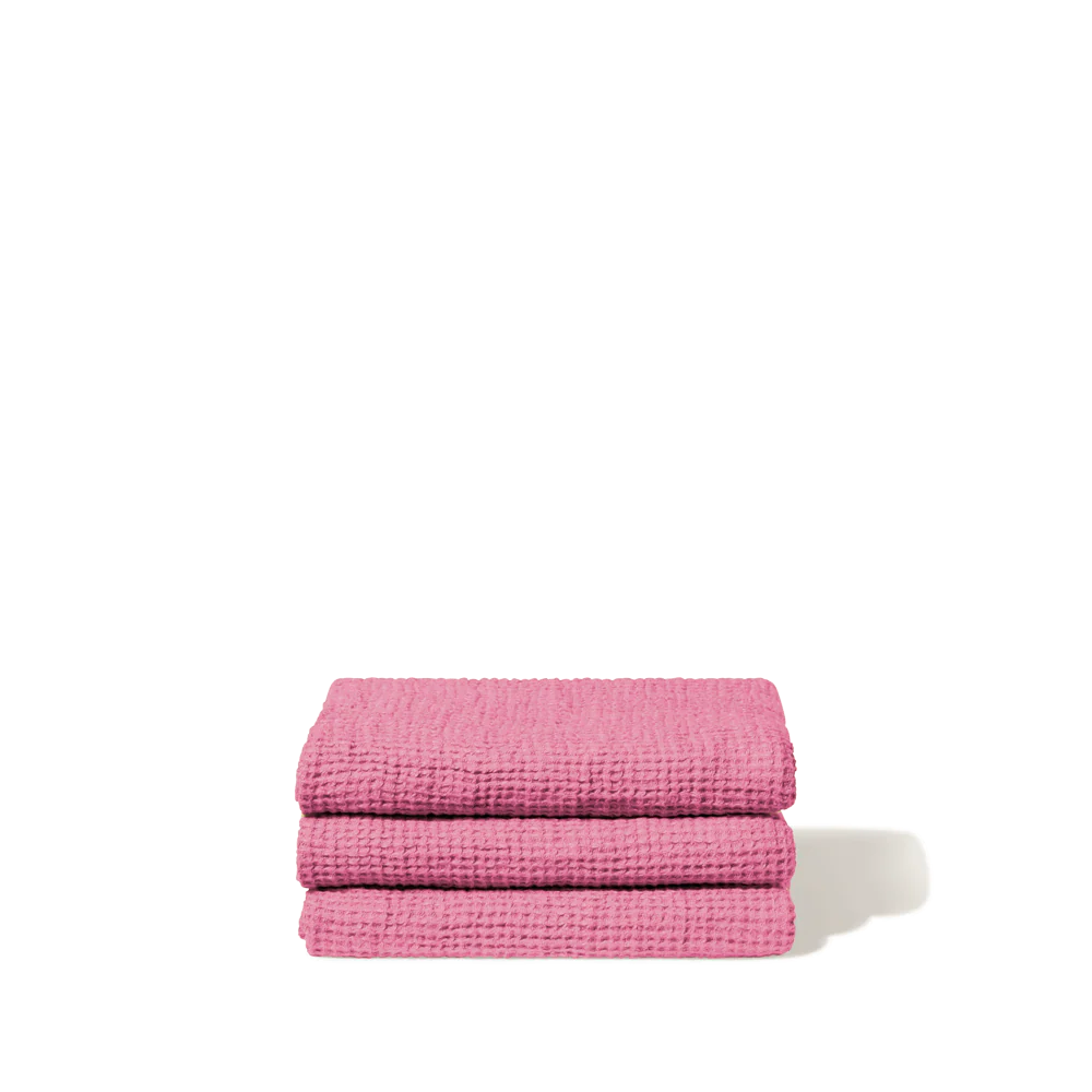 Serviette de bain en lin - Waffle - Rose Garance - Image 3