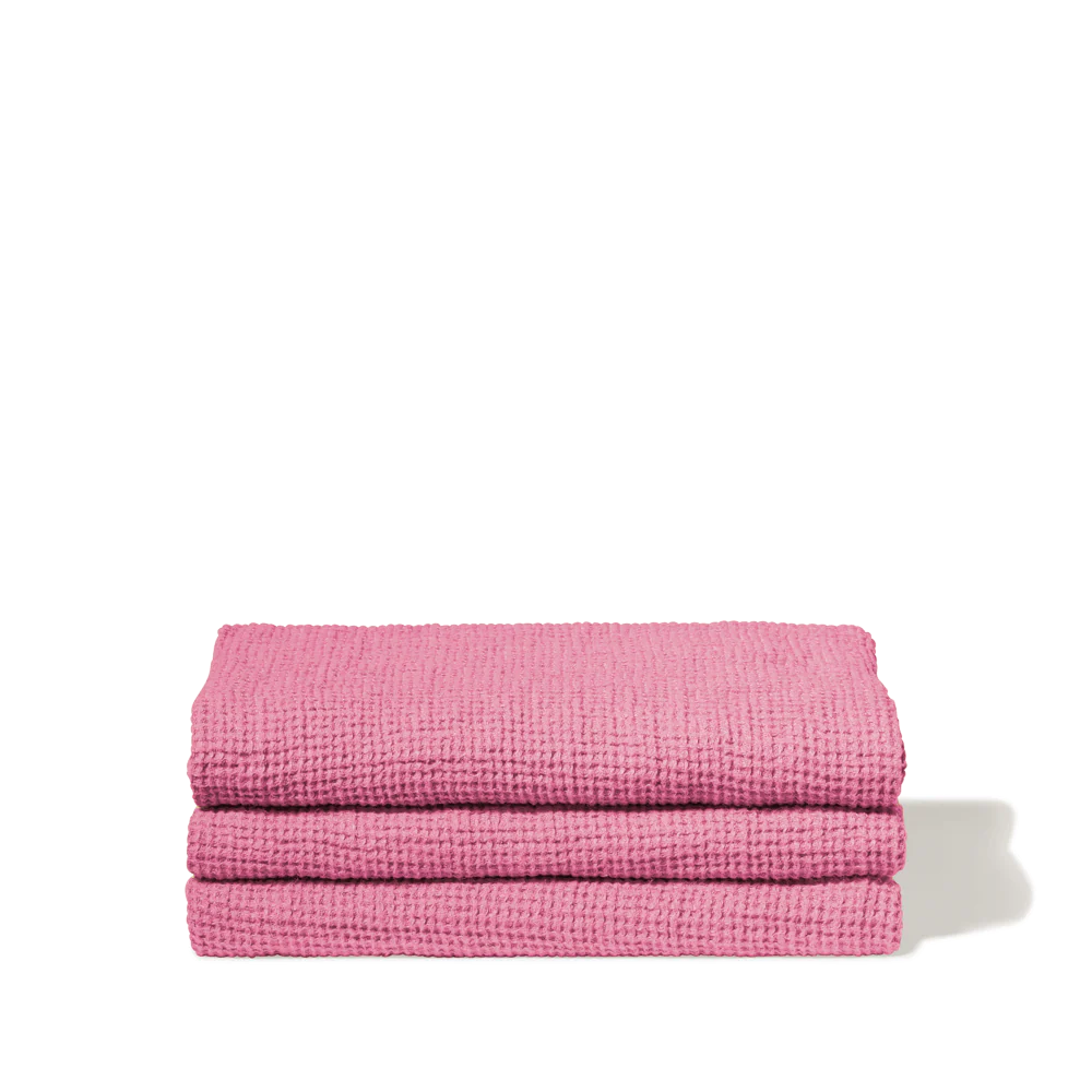 Serviette de bain en lin - Waffle - Rose Garance - Image 4