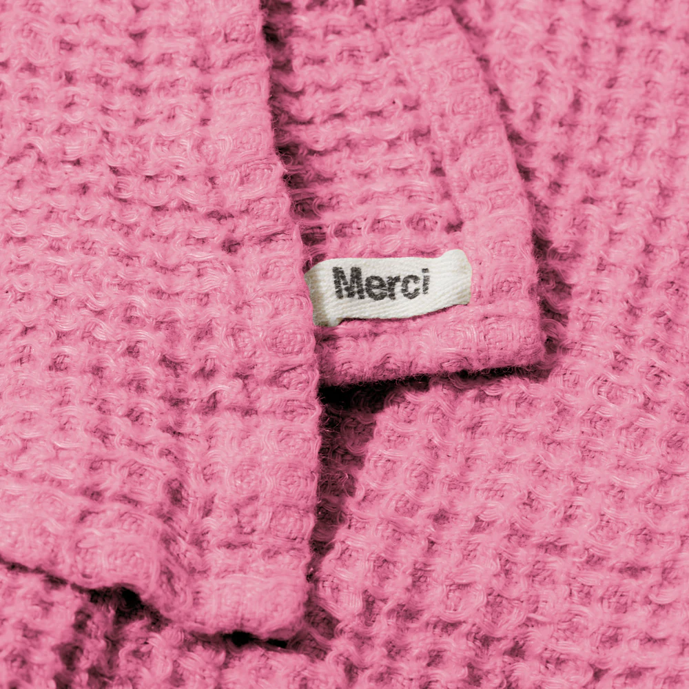 Serviette de bain en lin - Waffle - Rose Garance - Image 5