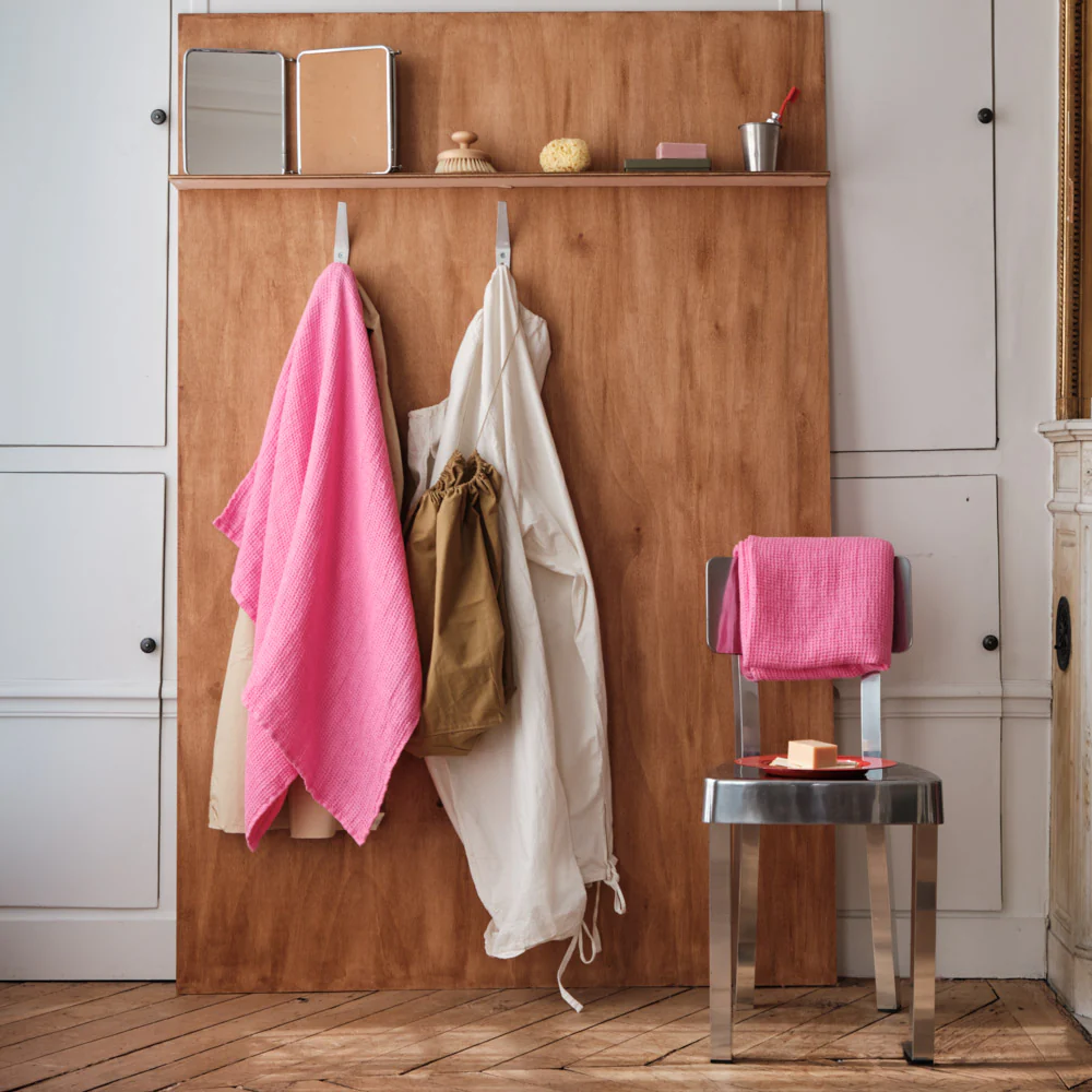 Serviette de bain en lin - Waffle - Rose Garance - Image 8