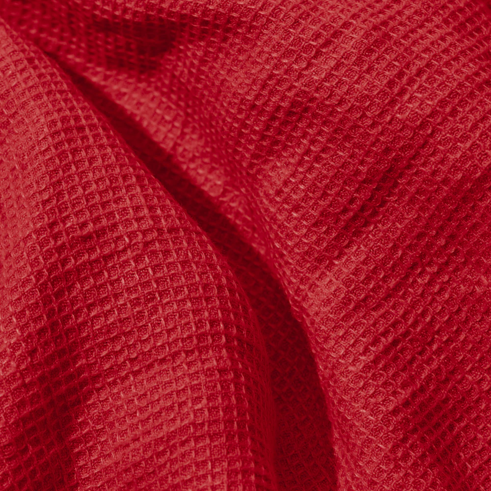 Serviette de bain invité en lin - Nid d'abeille - Rouge Vermillon - Image 3
