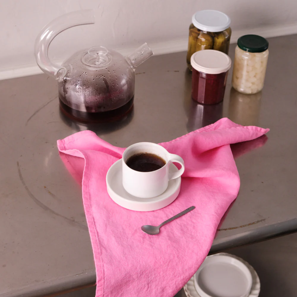 Serviette de table en lin lavé - Rose Garance - Image 5