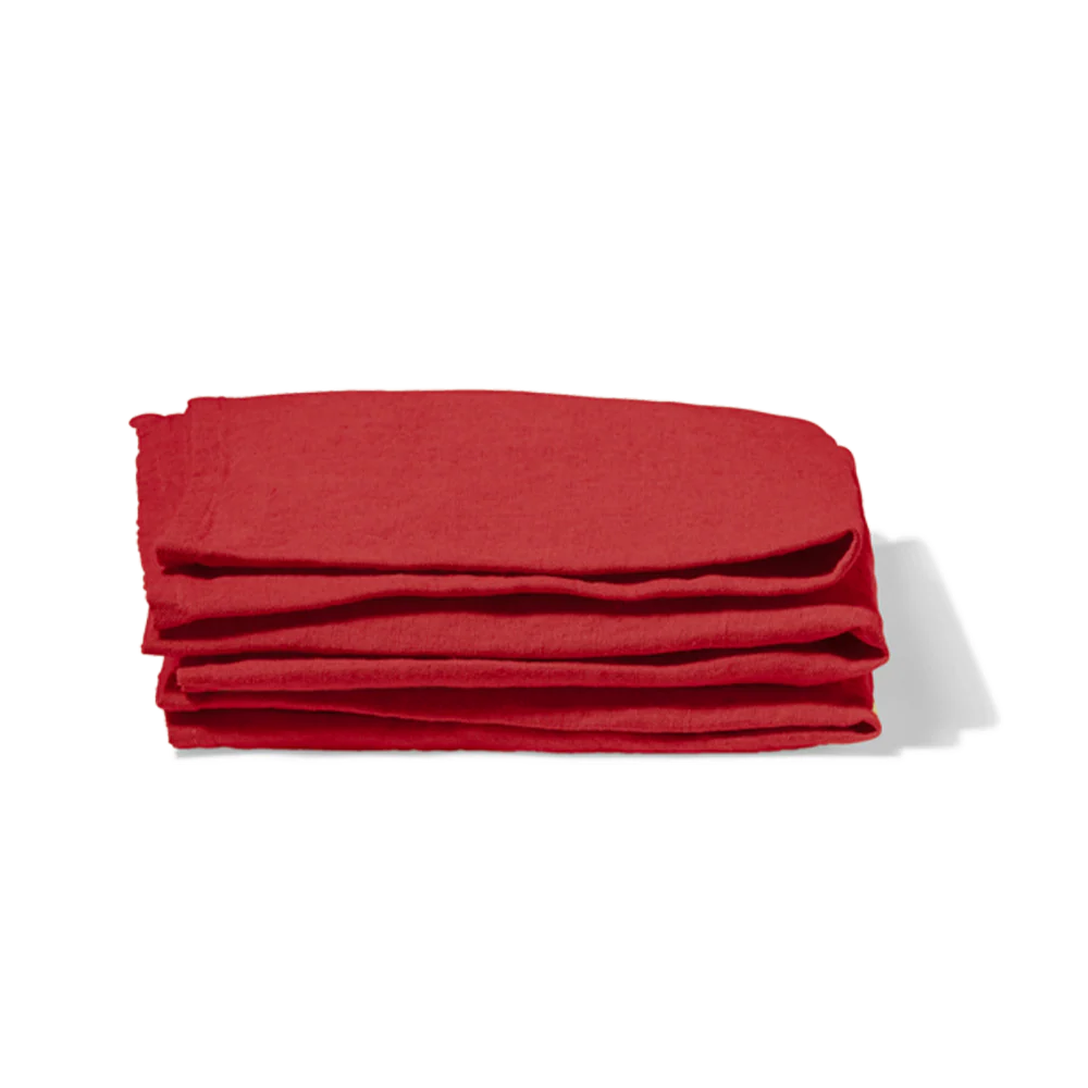 Serviette de table en lin lavé - Rouge Vermillon - Image 5