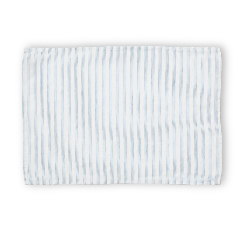 Set de table en lin lavé - Rayures Pinceau Bleu Primaire - Image 6