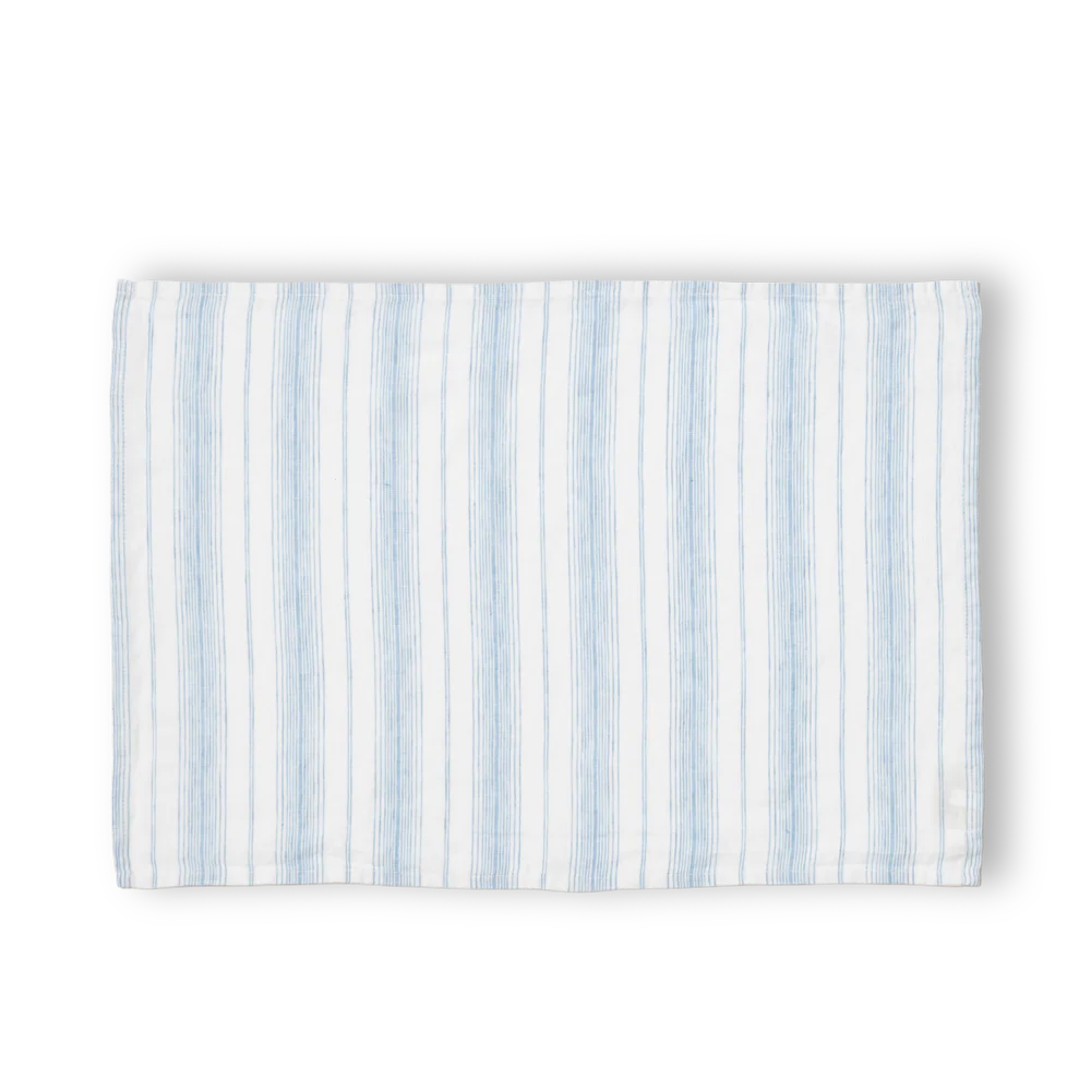 Set de table en lin lavé - Rayures Toile Bleu Primaire - Image 3