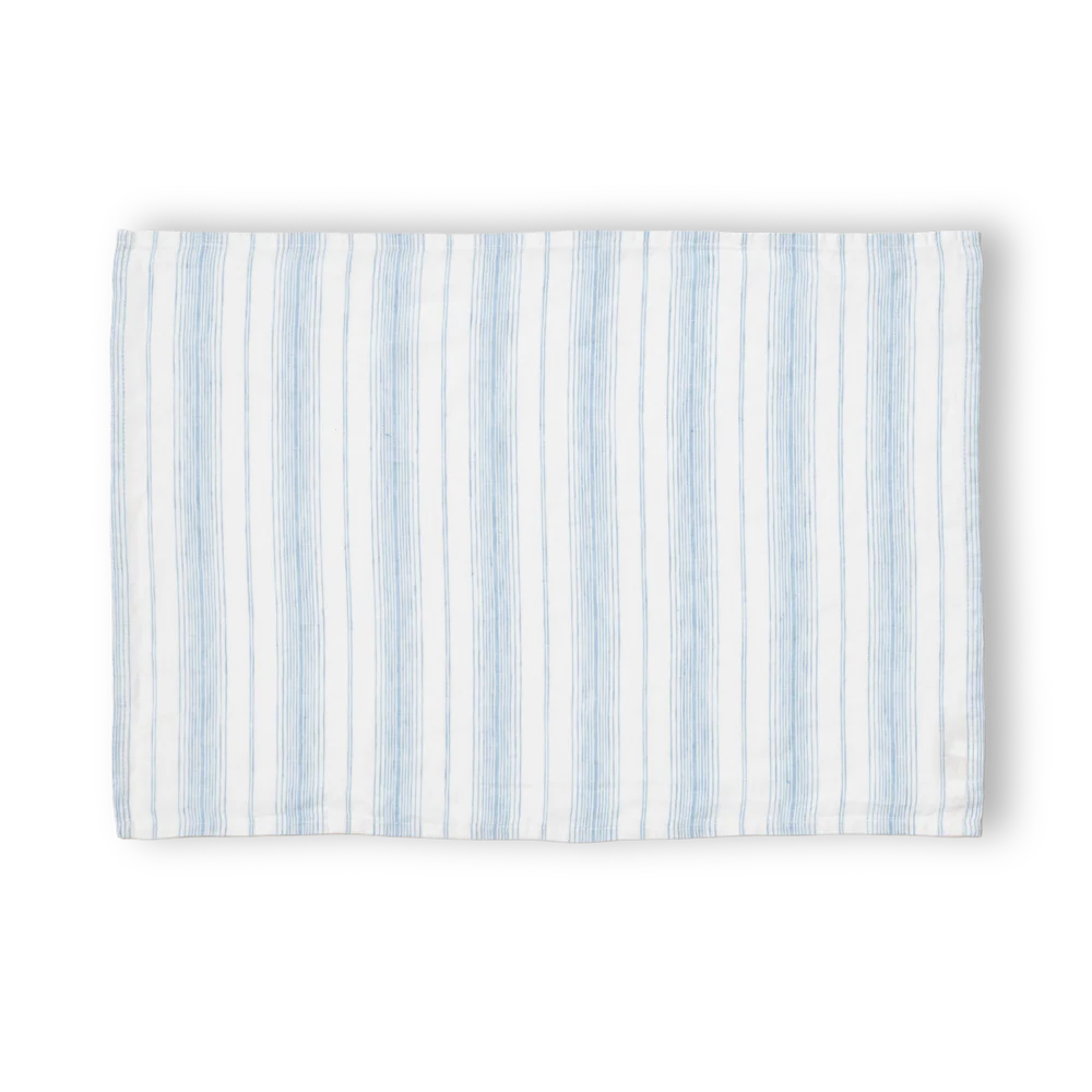 Set de table en lin lavé - Rayures Toile Bleu Primaire - Image 6
