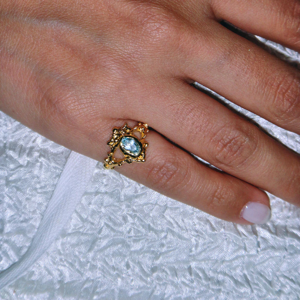 Sofia Rocha - Bague Sol De Mar - Or & Bleu Clair - Image 2