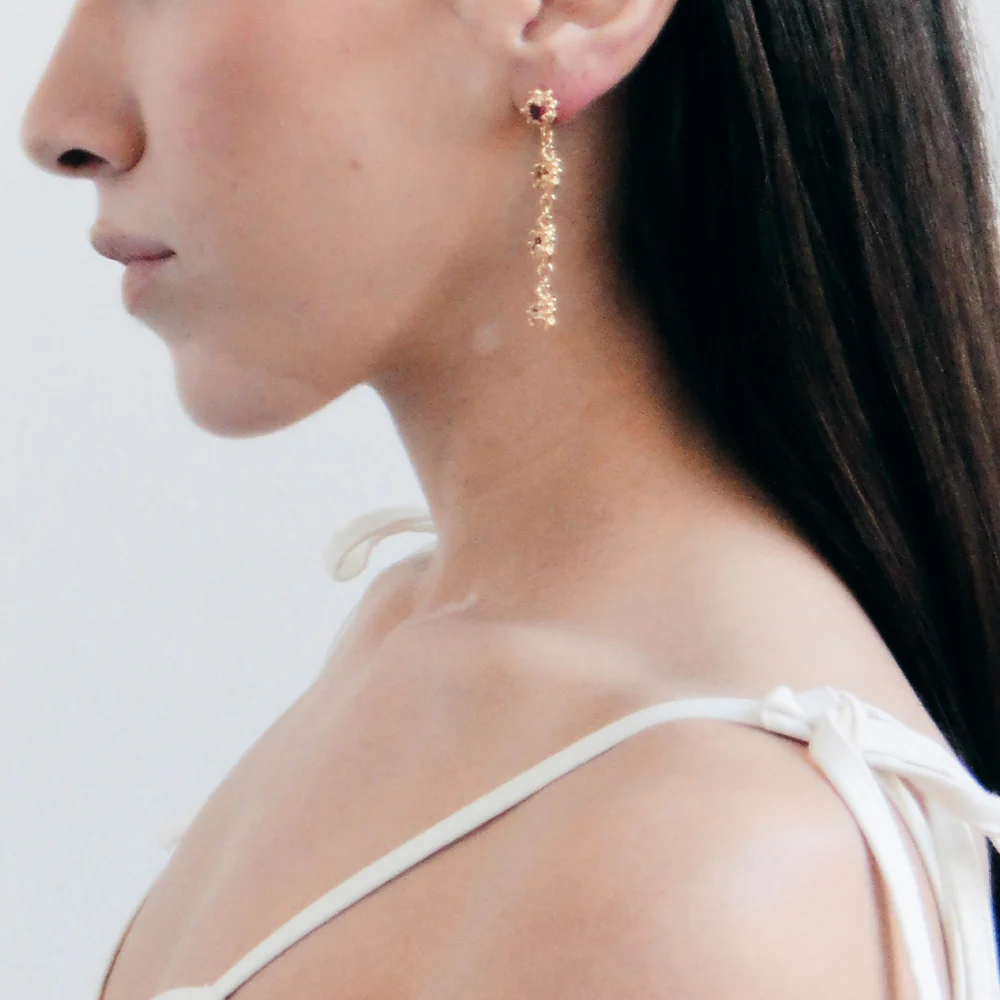 Sofia Rocha - Boucles d'oreilles Petra Extra Longues - Or & Fuschia - Image 2