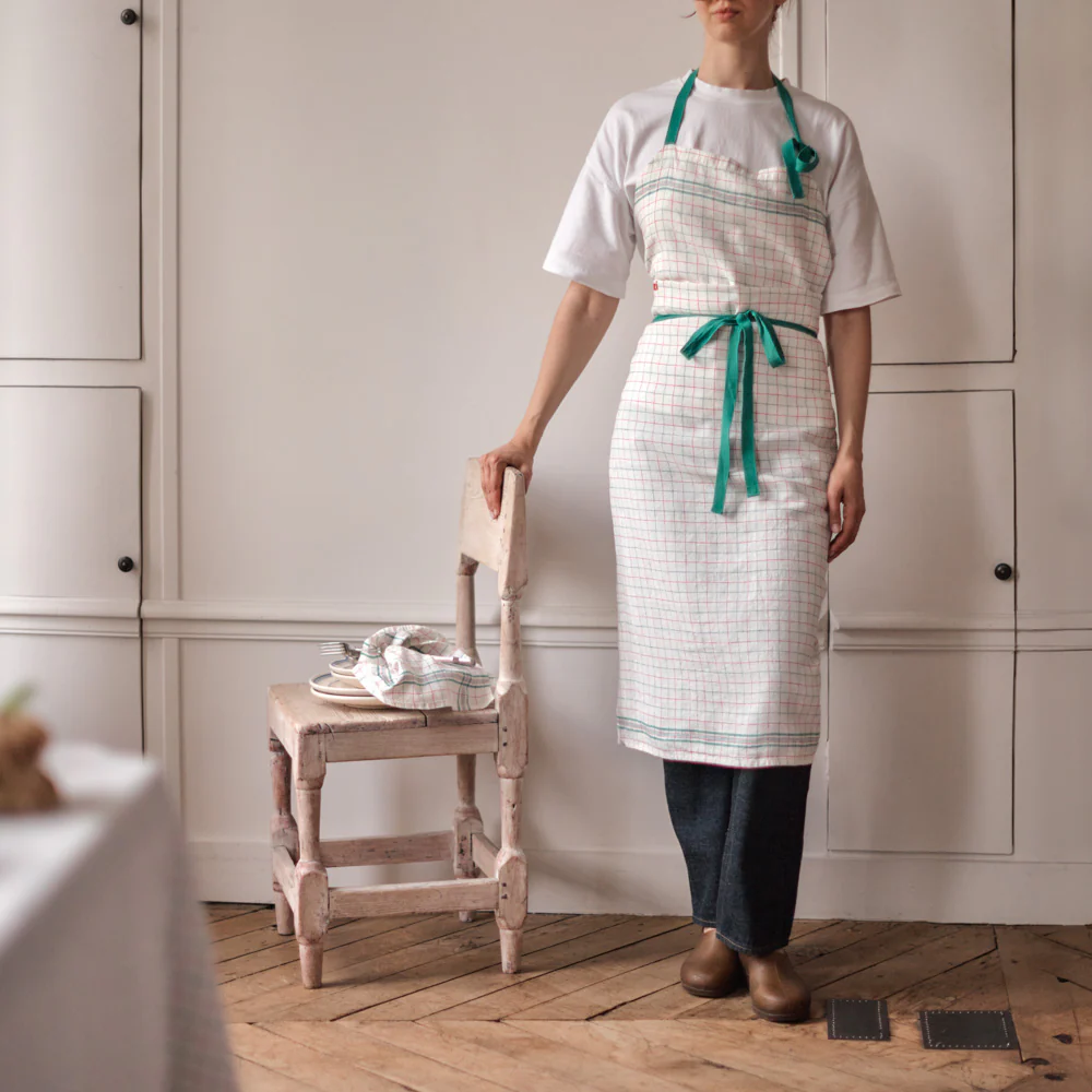 Tablier en lin lavé - Office Rose Vert - Image 8