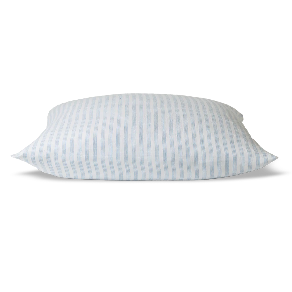 Taie d'oreiller en lin lavé - Rayures Pinceau Bleu Primaire - Image 8