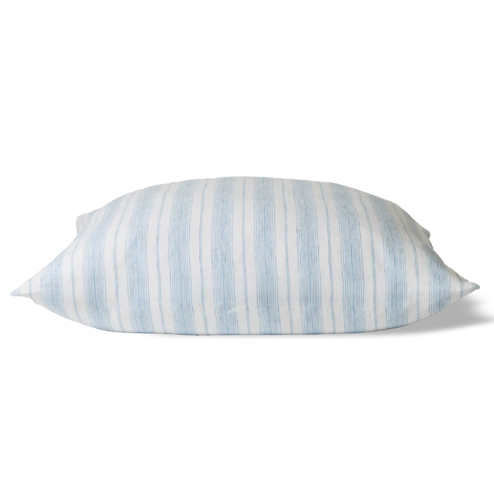Taie d'oreiller en lin lavé - Rayures Toile Bleu Primaire - Image 9