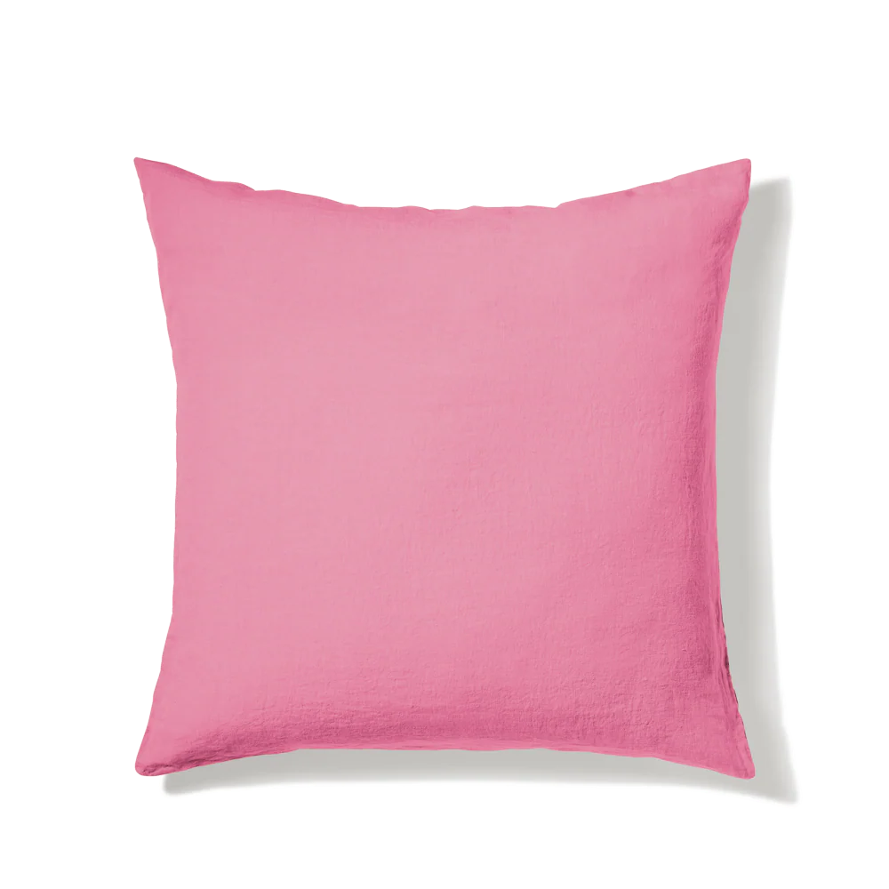 Taie d'oreiller en lin lavé - Rose Garance - Image 3
