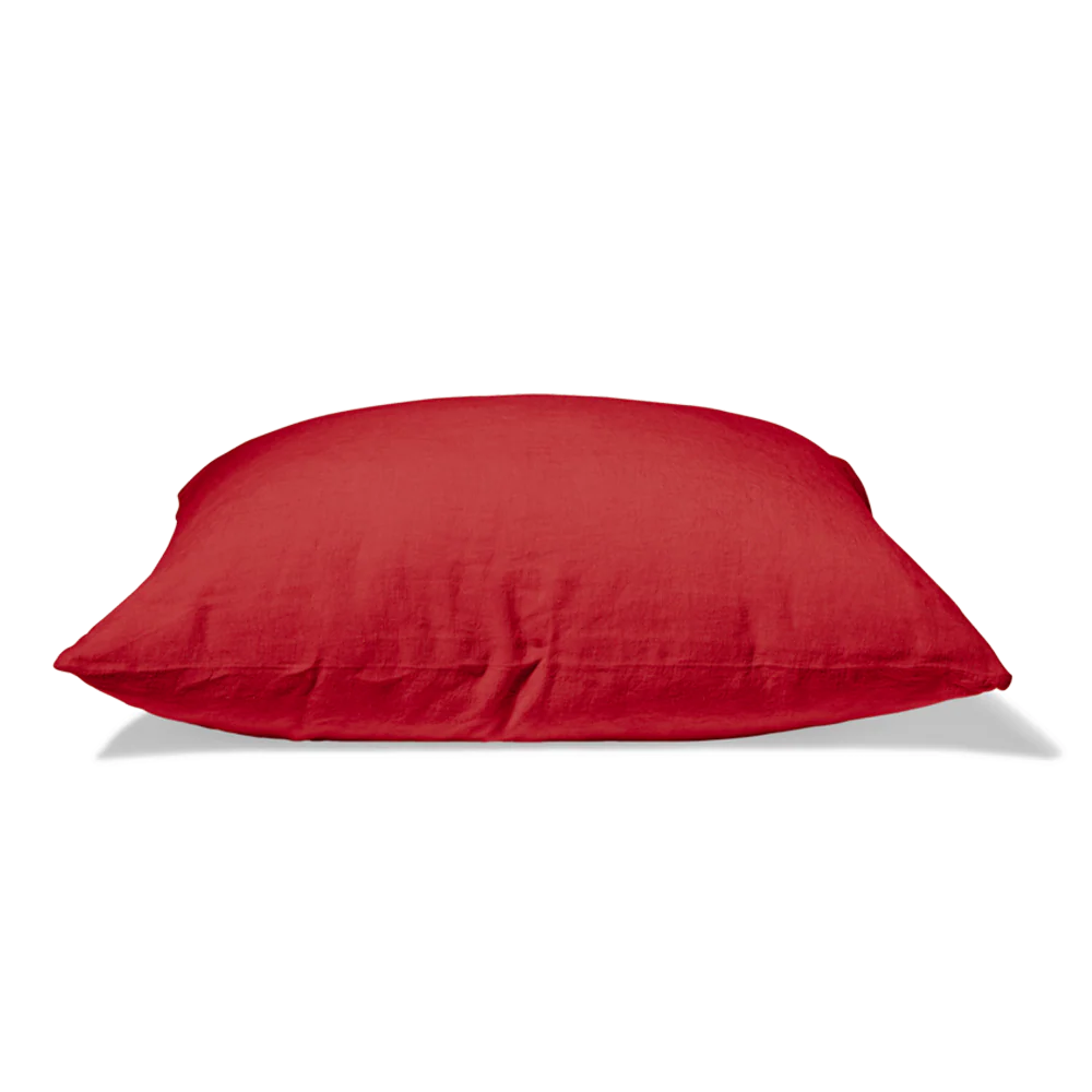 Taie d'oreiller en lin lavé - Rouge Vermillon - Image 12