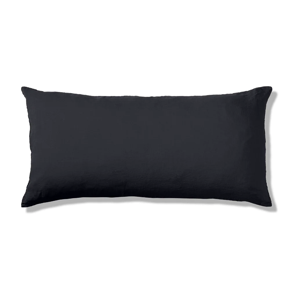 Coussin rectangle en lin lavé - Bleu Encre - Image 3