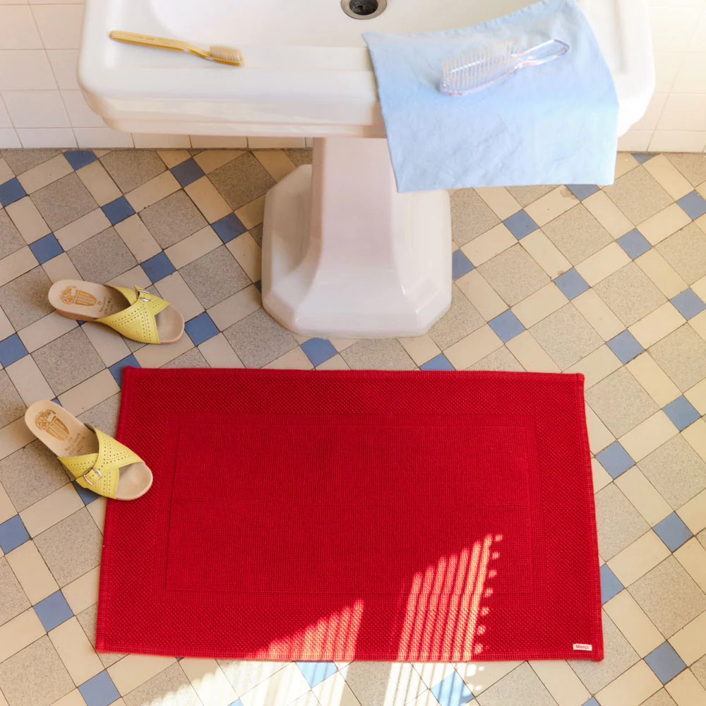 Tapis de bain en coton - Rouge Soir