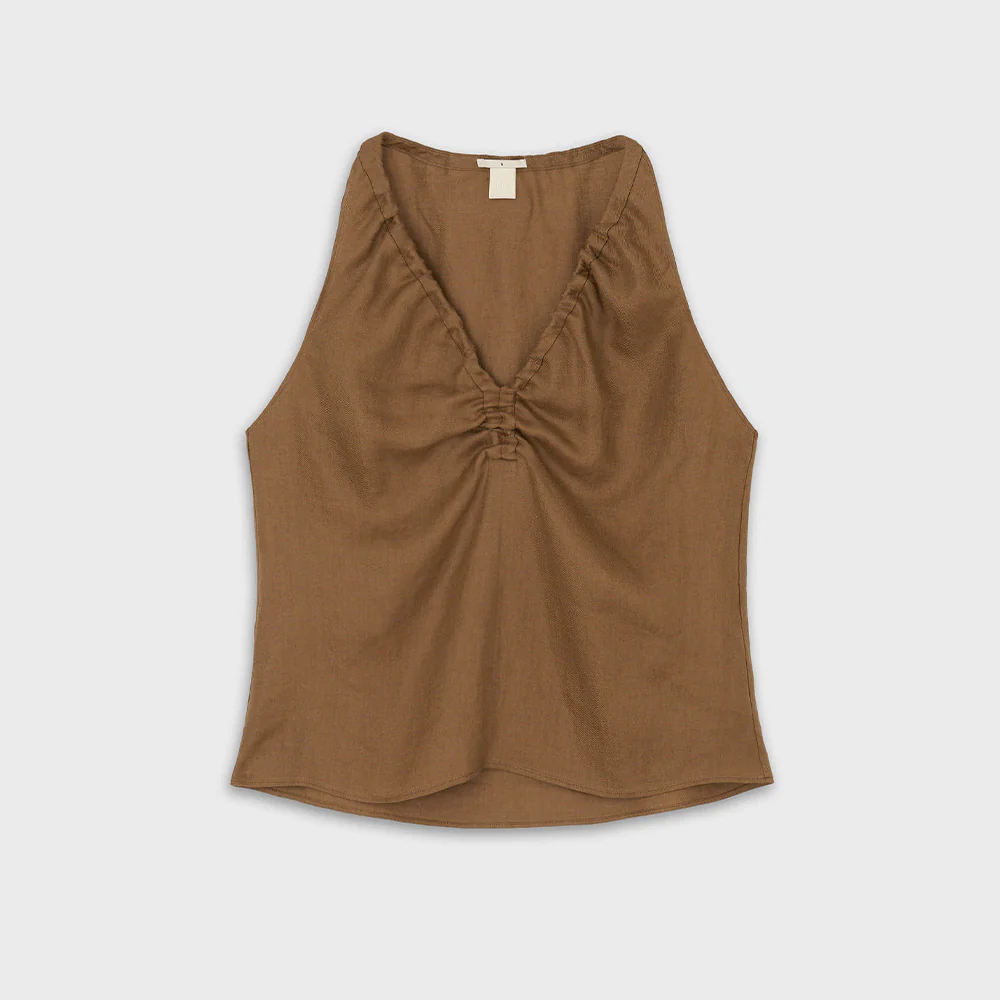 The Loom - Top Ruche Halter - Marron
