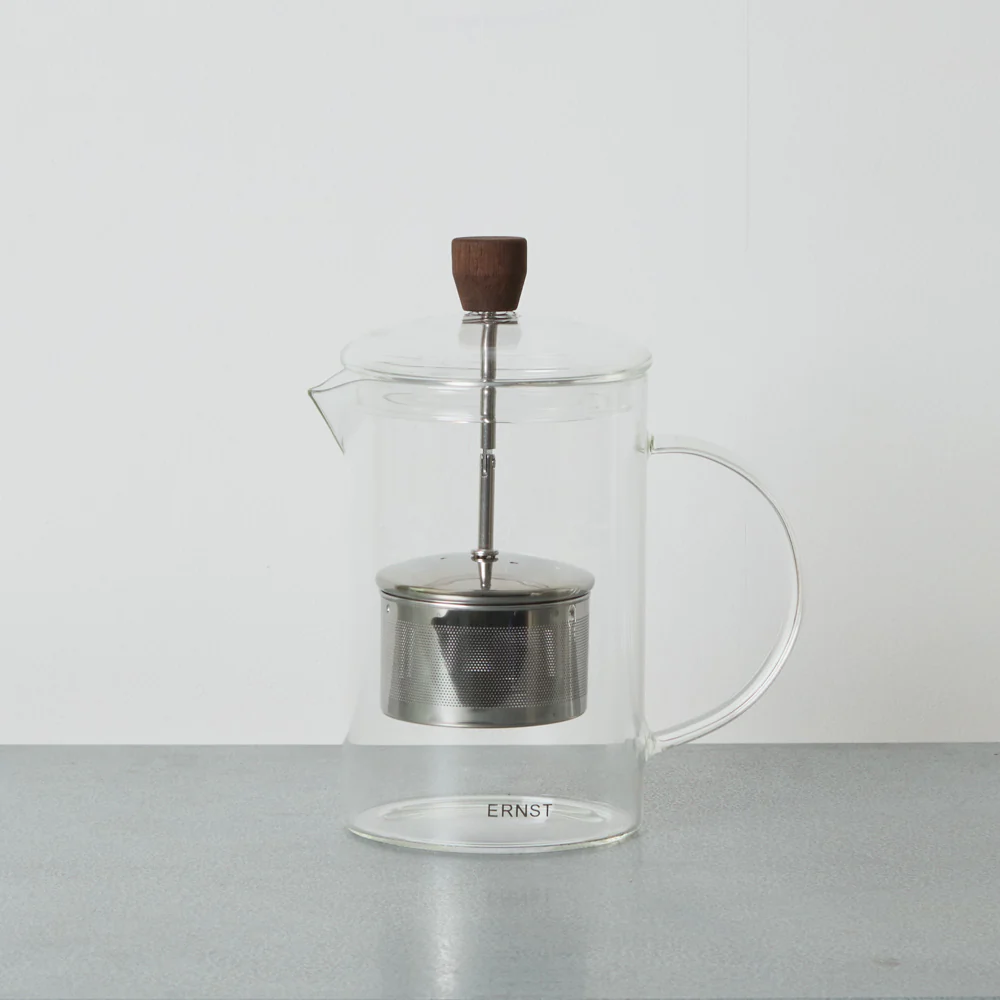 Théière en verre et bois