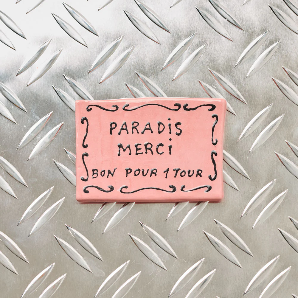 Ticket de manège Merci en céramique - Rose