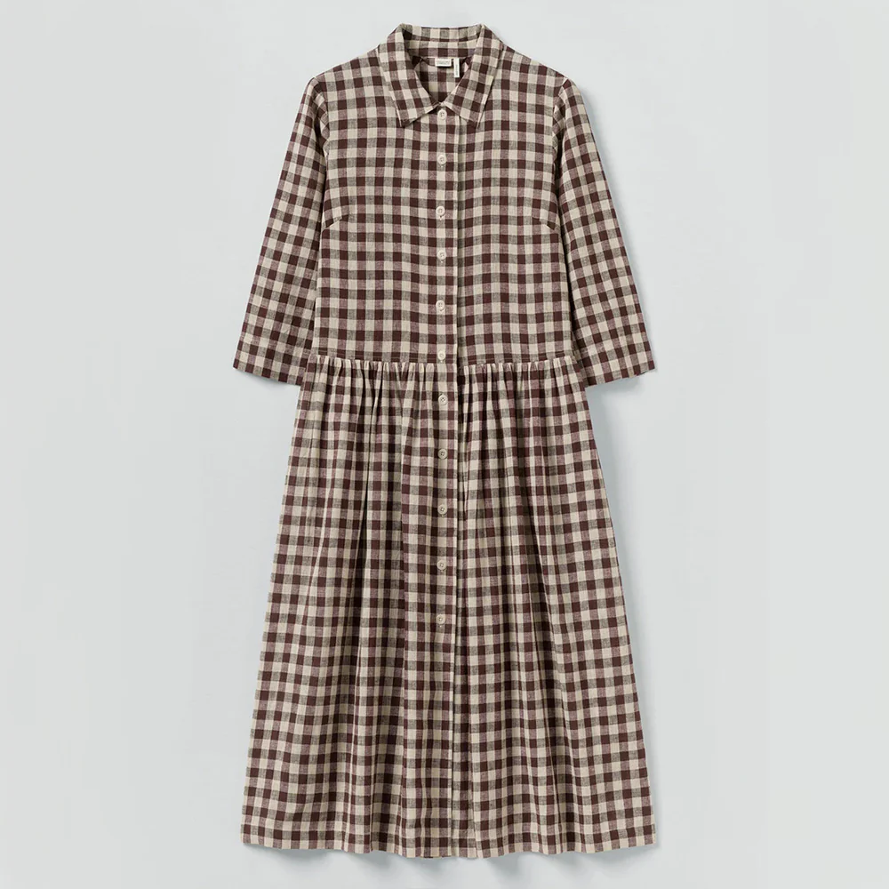 Toast - Robe Vichy - Dark Chocolate & Ecru