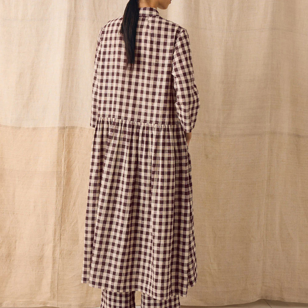 Toast - Robe Vichy - Dark Chocolate & Ecru - Image 4