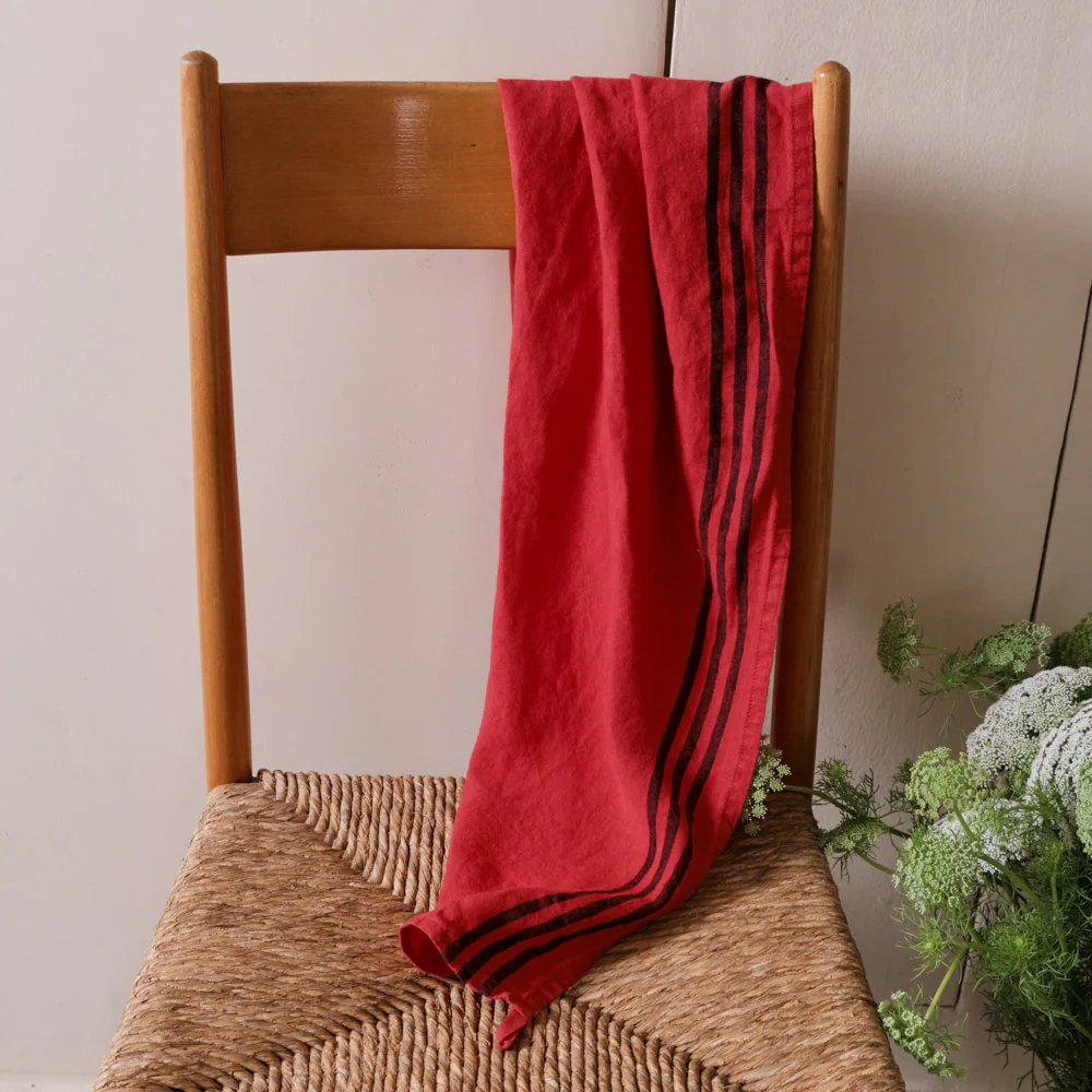 Torchon en lin lavé - Rouge Vermillon - Image 6