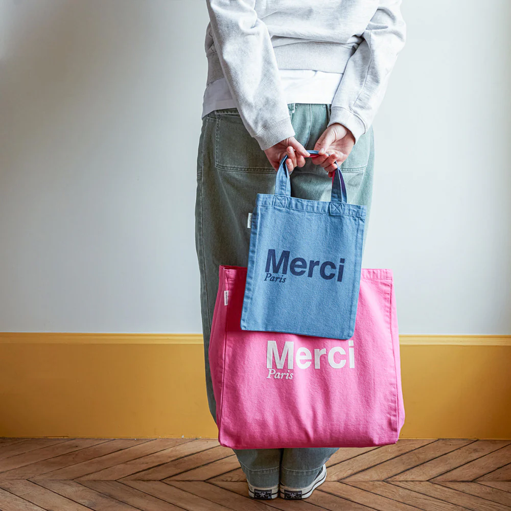 Merci - Tote Bag en coton - Rose & Écru - Image 3