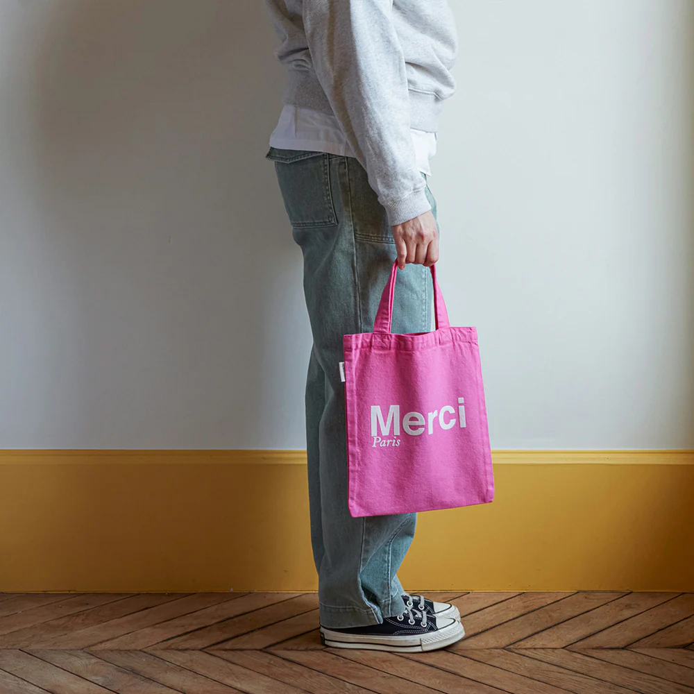 Merci - Tote Bag en coton - Rose & Écru - Image 5