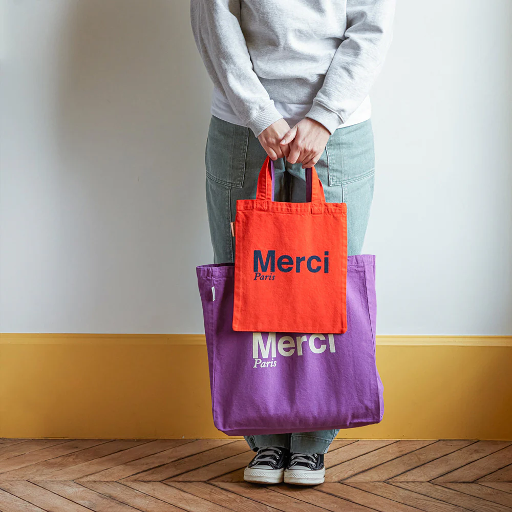 Merci - Tote Bag en coton - Violet & Écru - Image 3